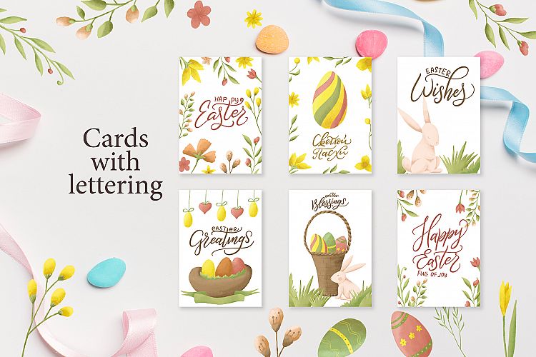 复活节彩蛋-图案剪贴画&特效文字插图(10)