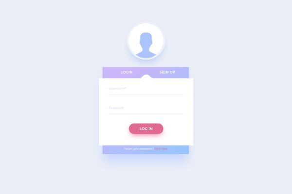 极简主义设计风格网站登陆注册表单窗口UI模板 ADL – Login Screen.02