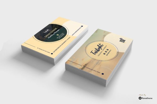 创意旅游代理公司素材库精选名片模板 Twilight – Creative Travel Business Card RY