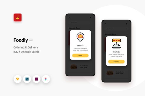 在线订餐&amp;外卖配送APP应用UI设计素材库精选模板v10 Foodly – Ordering Delivery iOS &amp; Android UI Kit 10