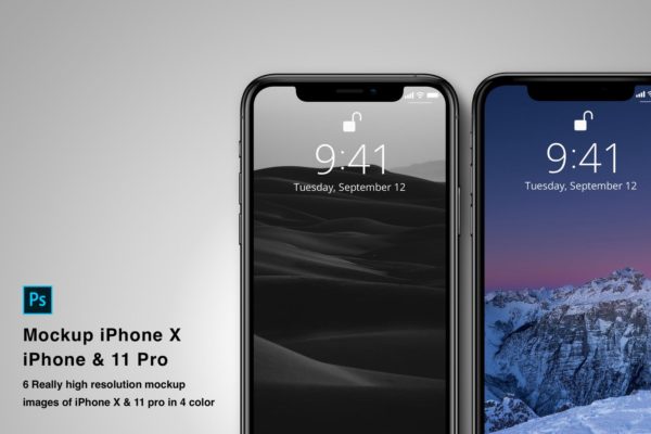 iPhone 11 &amp; X苹果智能手机样机PSD模板 Mockup iPhone 11 and iPhone X
