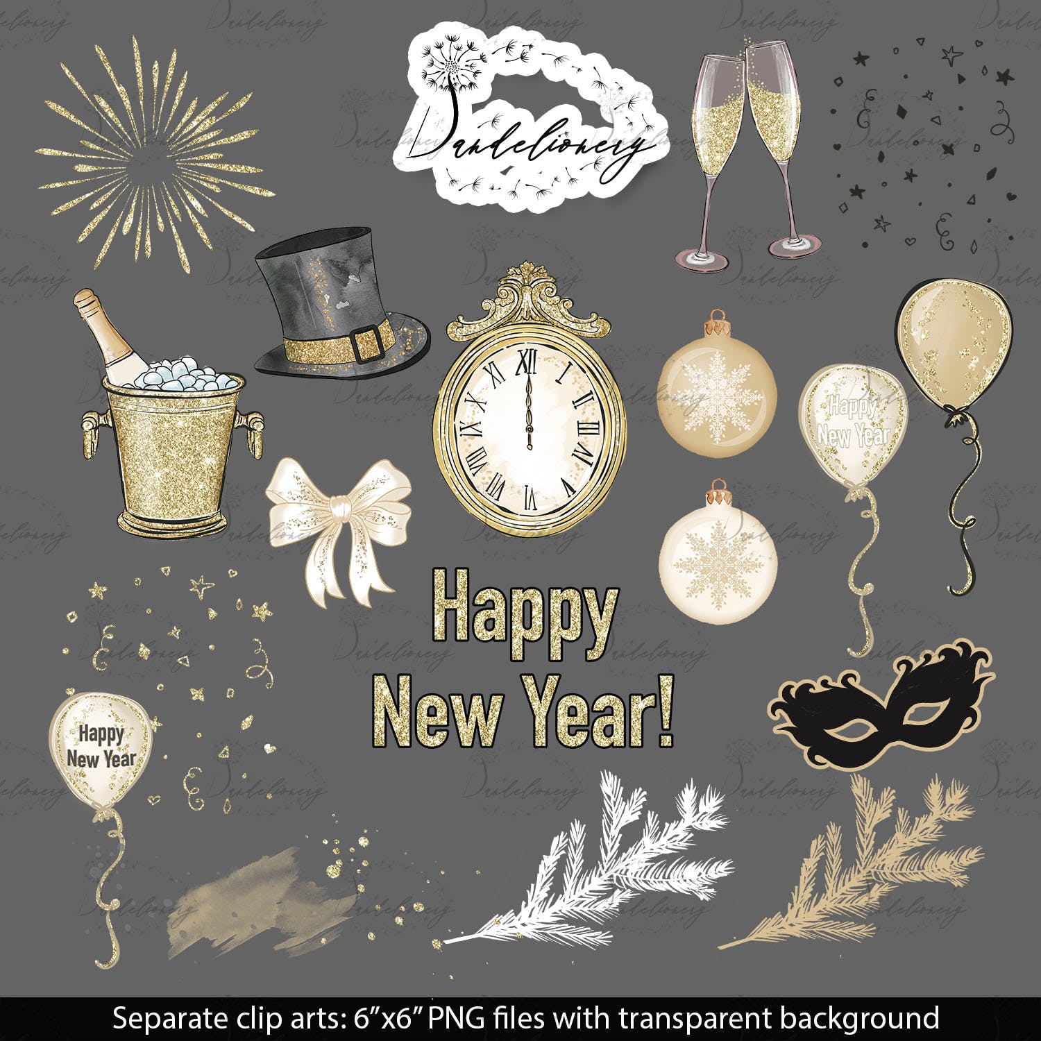 派对时光主题水彩手绘图案素材库精选设计素材 Party Time design插图(5)