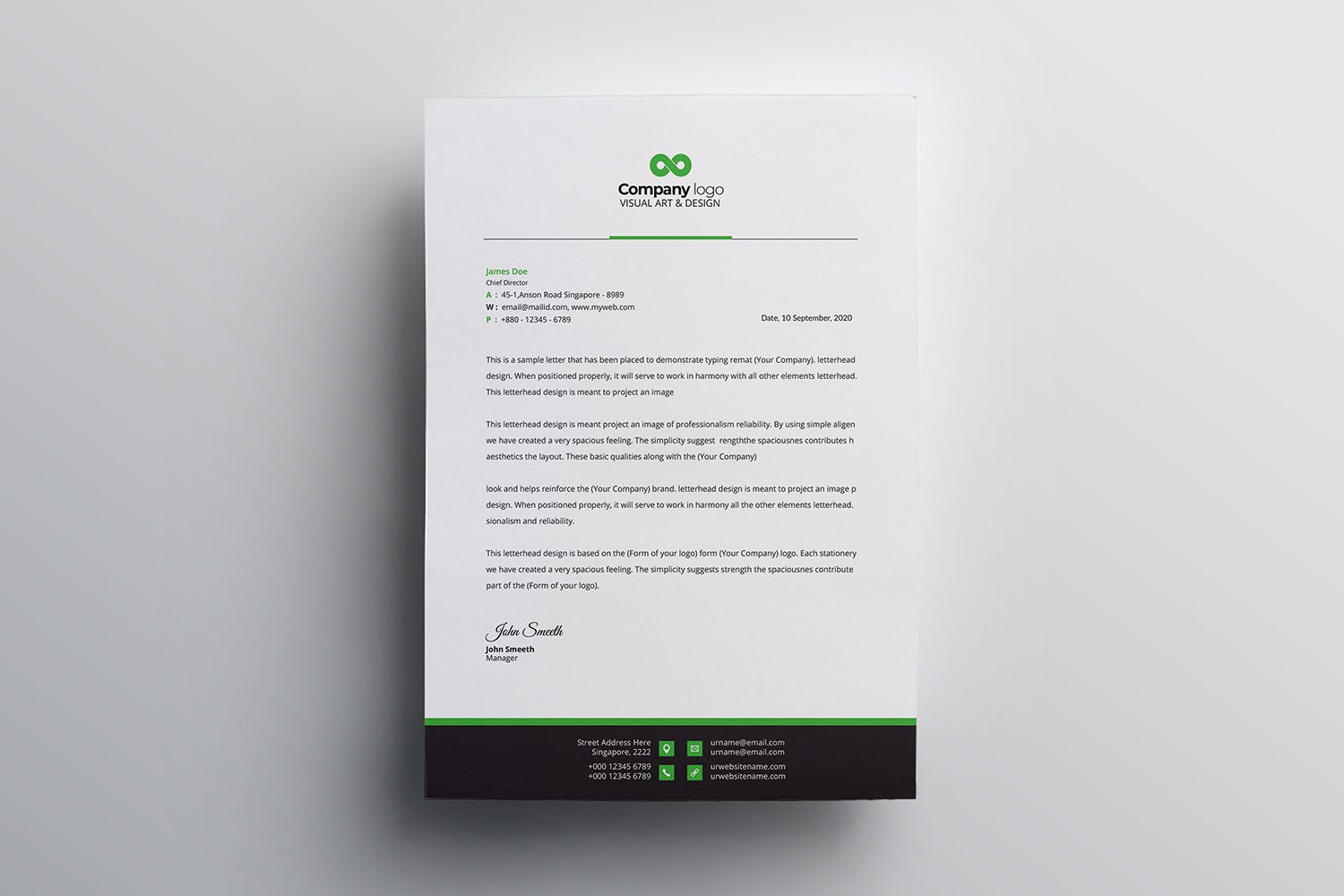信息科技企业信封设计模板v3 Letterhead插图(1)