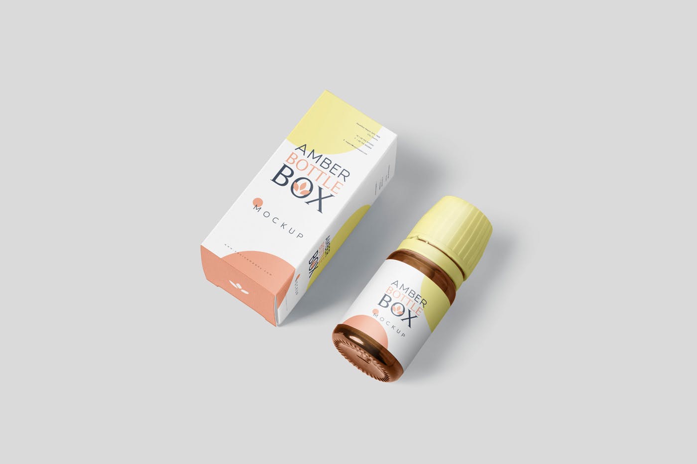 药物瓶&包装纸盒设计图素材库精选模板 Amber Bottle Box Mockup Set插图(3)