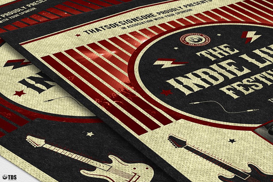 独立音乐节派对传单PSD模板v2 Indie Live Festival Flyer PSD V2插图(5)