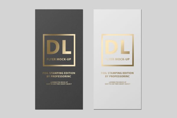 对折页烫金传单样机 DL Flyer Mock-Up / Foil Stamping Edition