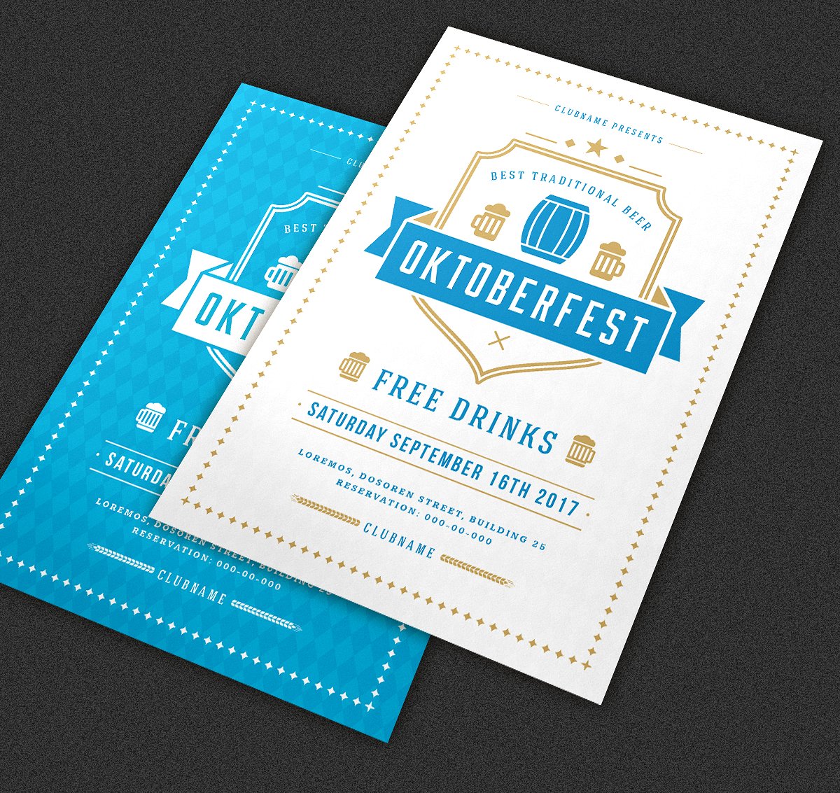 经典设计风格啤酒节海报模板素材 Oktoberfest Flyer Template插图(1)