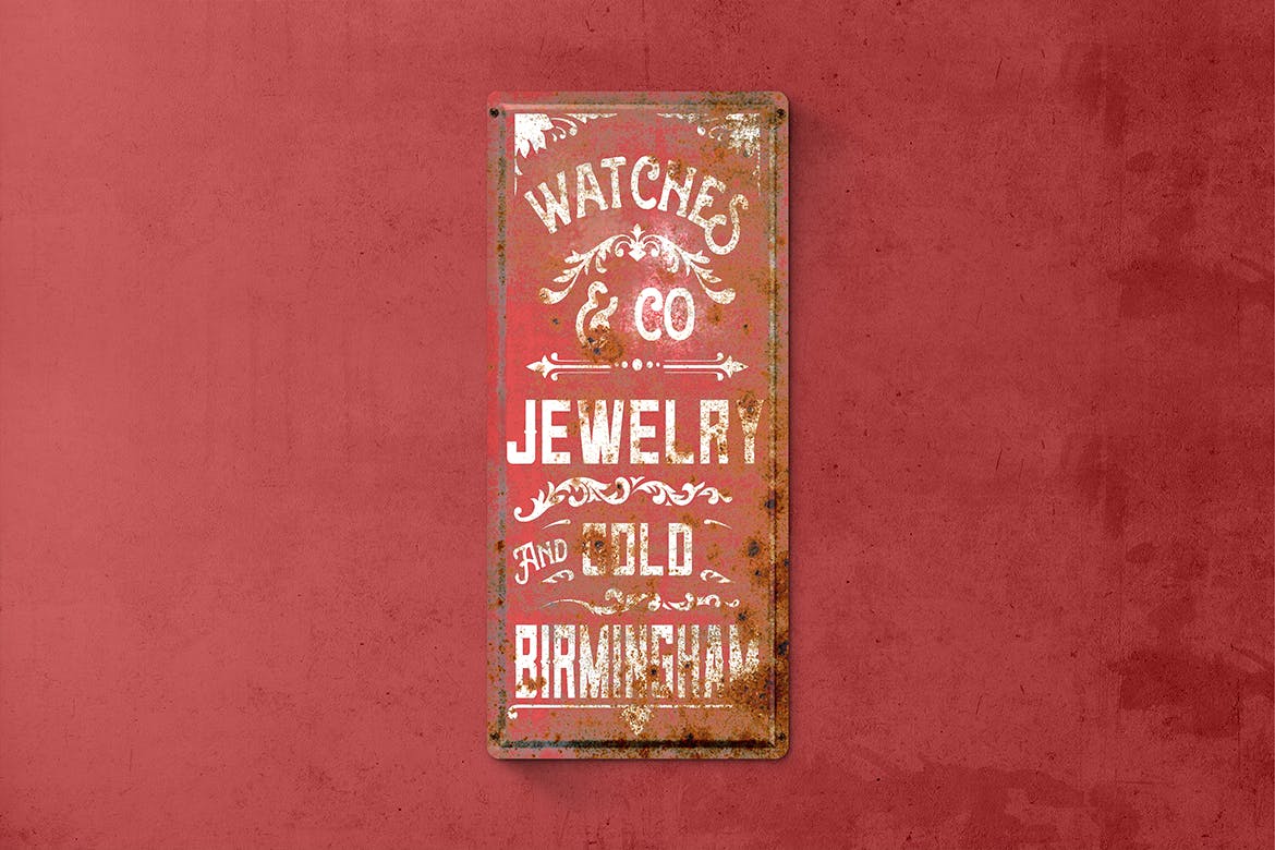 复古做旧生锈金属板风格Logo设计效果图样机 Vintage Rusty  Metal Plate  Mockup插图(1)