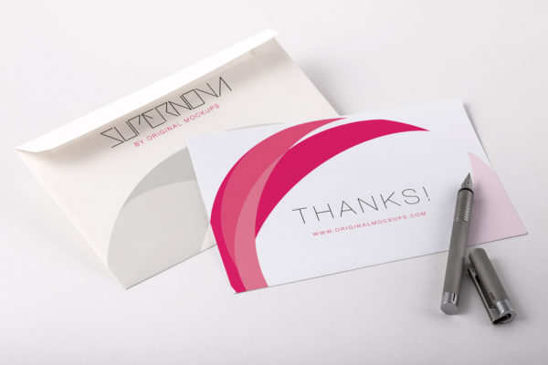 感谢信感谢卡感恩卡设计效果图样机01 Thank You Card PSD Mockup 01