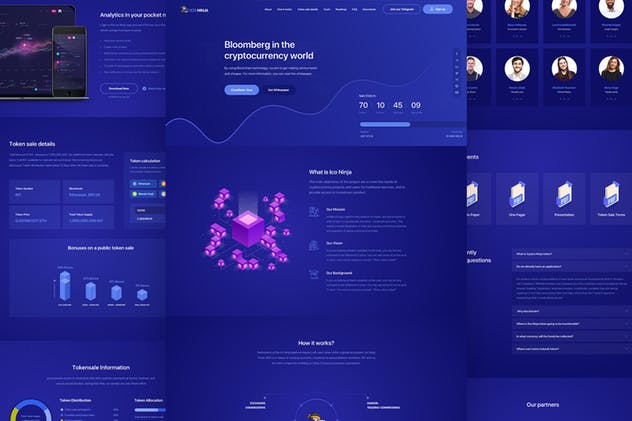 区块链/加密货币/比特币概念插画创意着陆页UI模板合集 Blockchain, Crypto & Bitcoin Landing Page Pack插图(1)