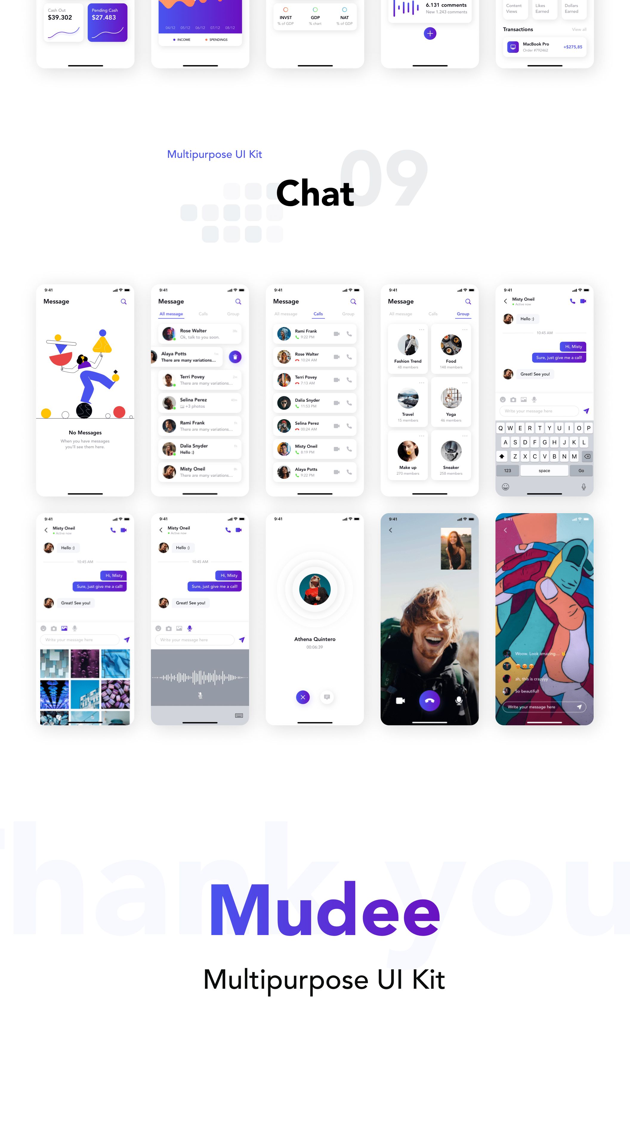 素材库下午茶：渐变色设计风格多功能APP应用UI套件插图(4)