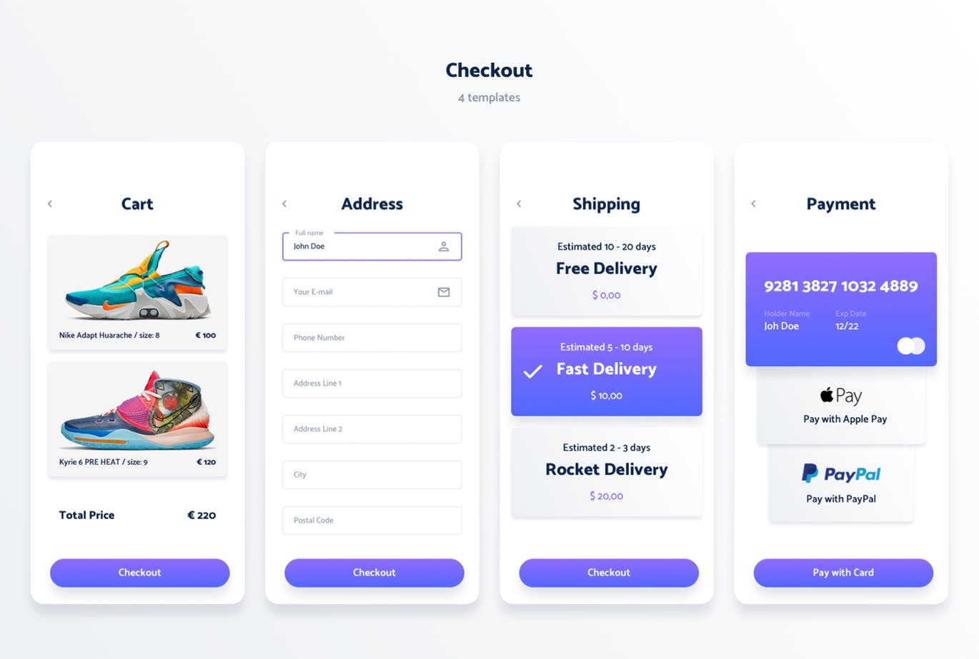 运动装备网上商城APP应用UI设计素材库精选套件 Spojeeto E-commerce Mobile App UI Kit插图(6)