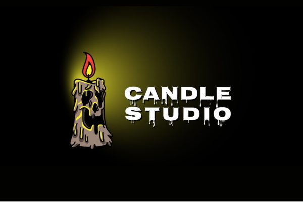 恐怖蜡烛工作室Logo设计素材库精选模板 Candle Horror Mascot Logo