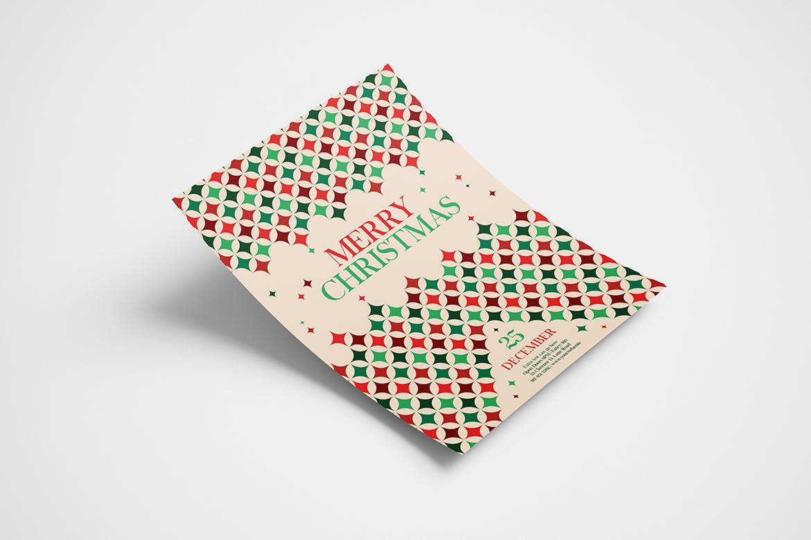 复古图案纹理圣诞节海报传单设计模板 Vintage Pattern Christmas Flyer插图(2)