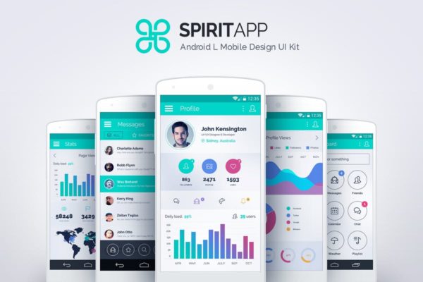 社交媒体主题基础APP应用UI套件 SpiritApp White – Android Mobile Design UI Kit
