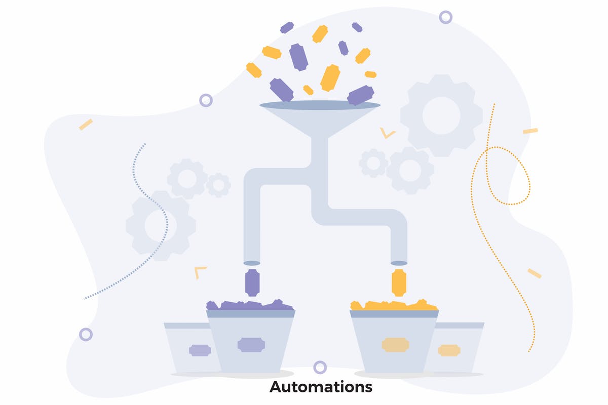 自动化过滤CRM概念插画设计免费素材 Automations Filter Illustration CRM插图