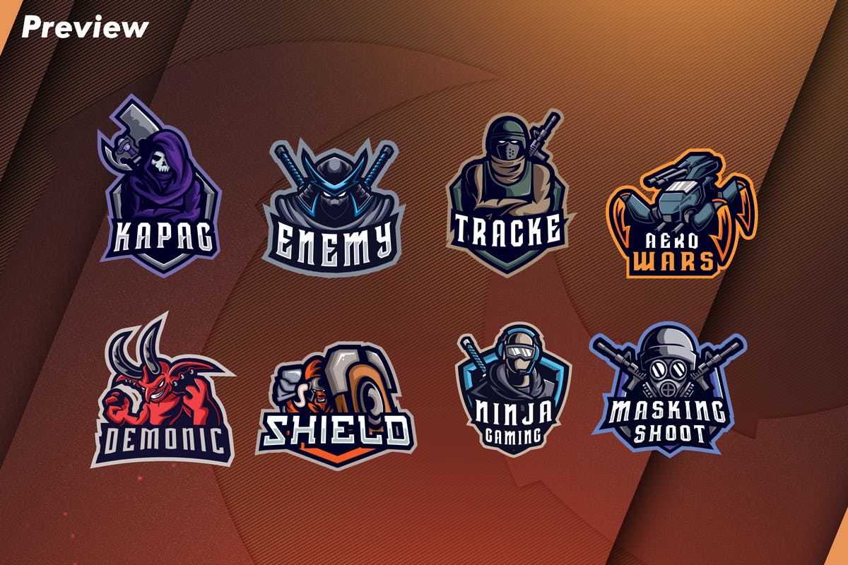 电子竞技俱乐部队徽Logo设计素材库精选模板合集 E Sports Logo Bundle插图(1)