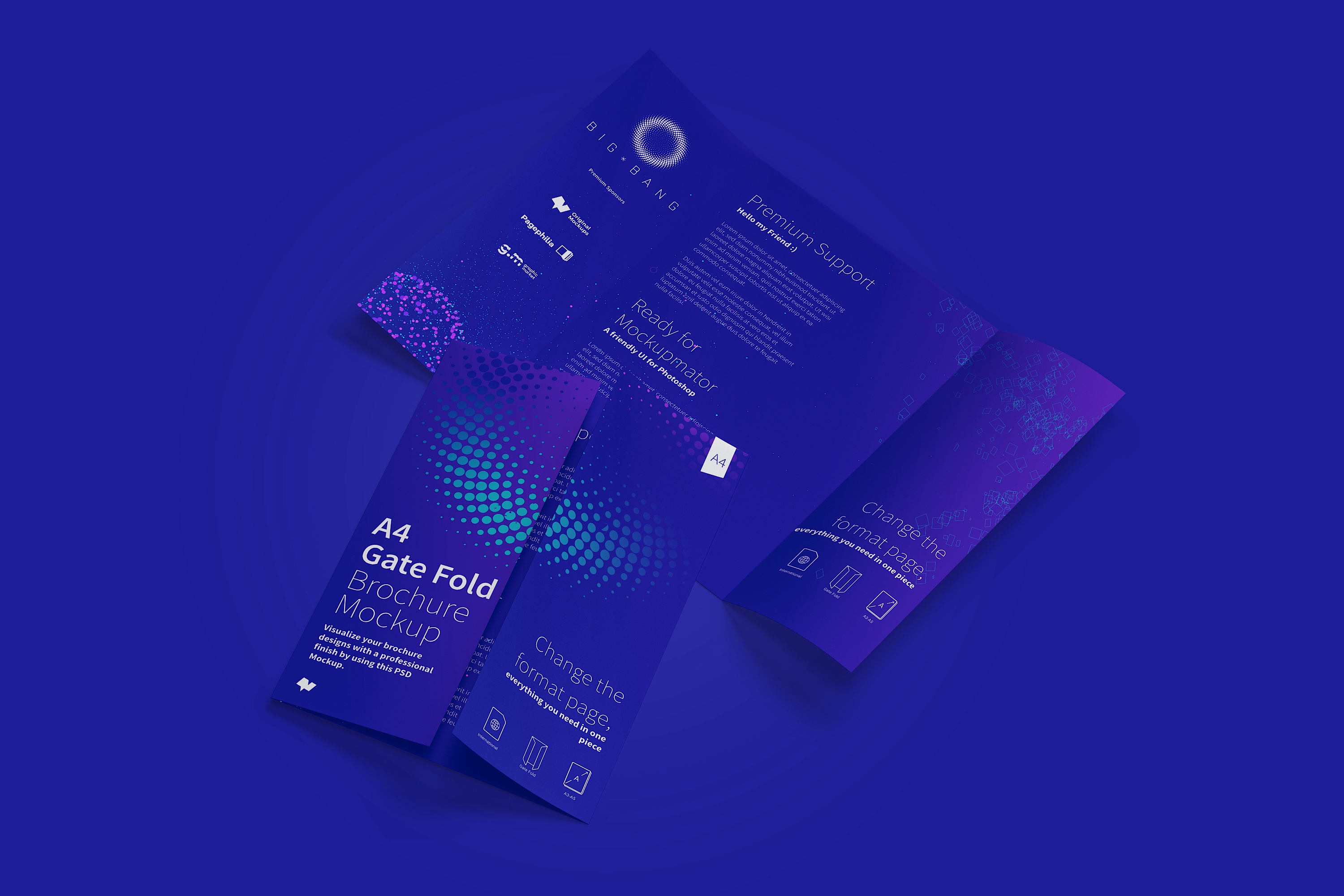 A4纸折页传单设计效果图样机03 A4 Gate Fold Brochure Mockup 03插图(4)