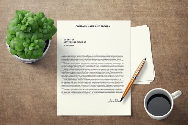 简约风格美式信头信纸版式设计样机素材库精选 US Letter Letterhead Mock-Up插图(3)