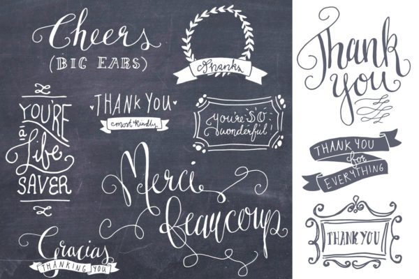 感谢祝福语矢量PS叠层素材 Thank You Photoshop Overlays Vectors