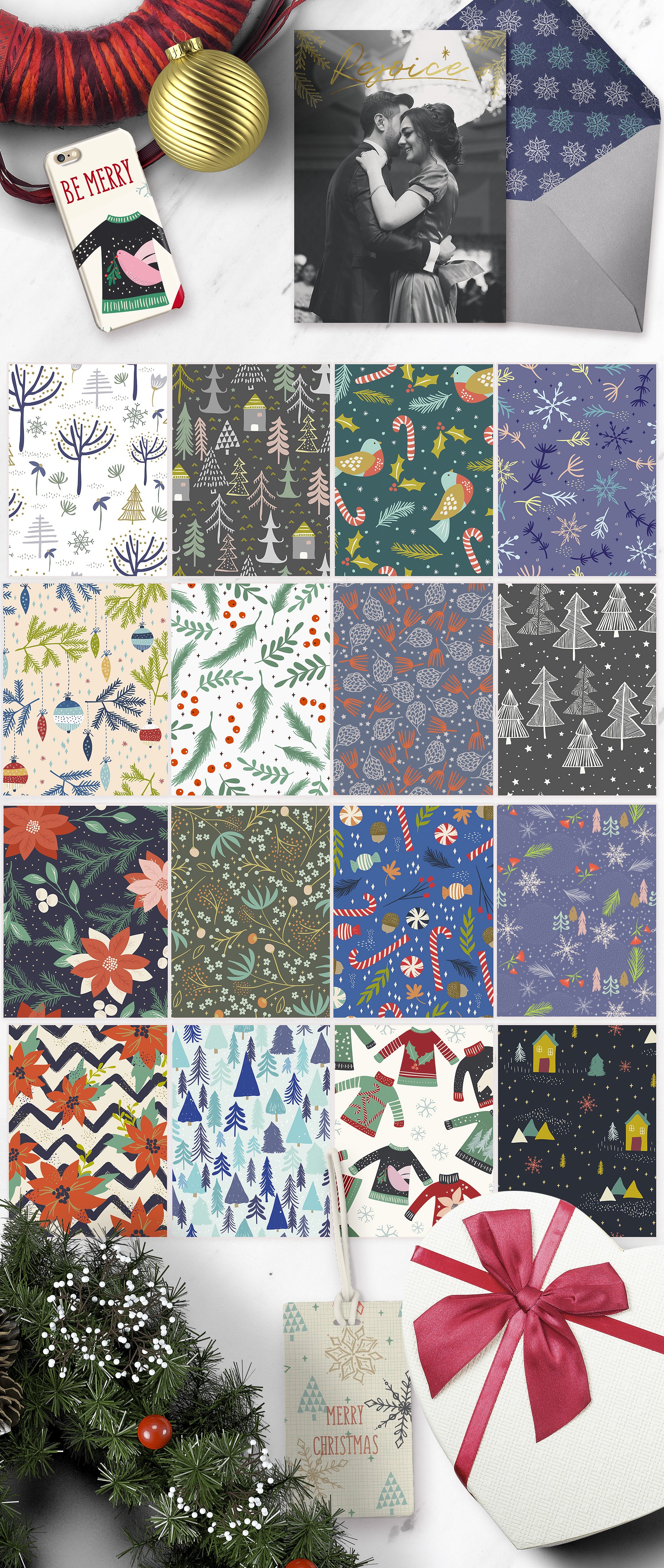 节日主题图案无缝纹理合集 Holiday Seamless Patterns插图(2)