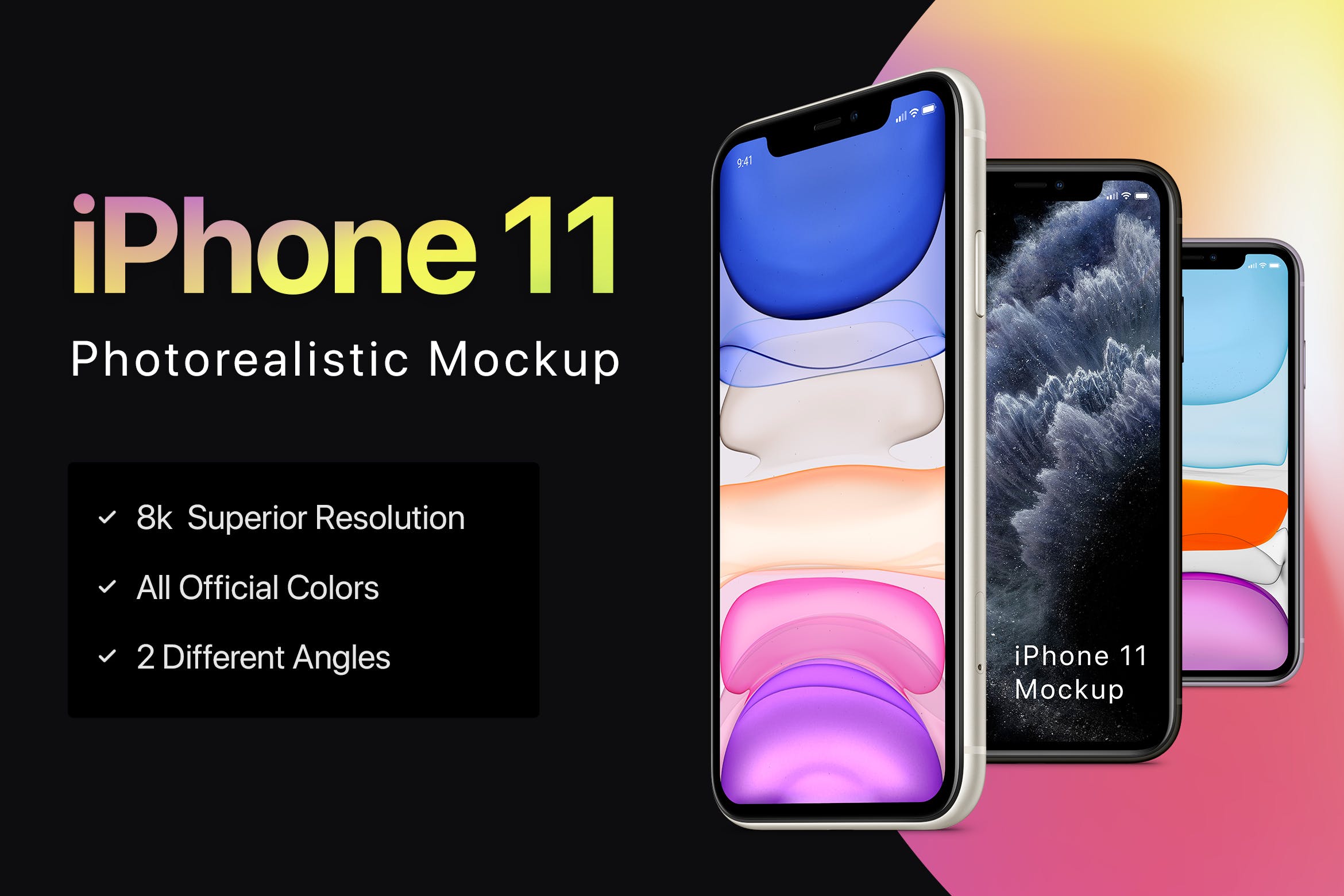 8K超高清分辨率iPhone 11手机样机模板 iPhone 11 Mockup插图