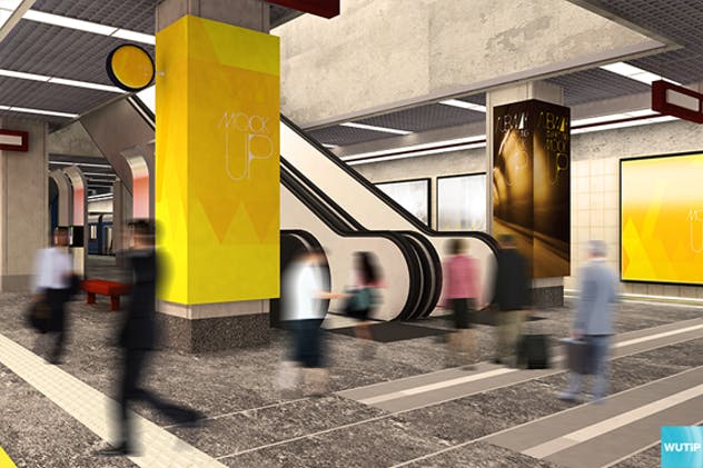 地铁海报广告牌灯箱广告牌样机模板 Subway Advertising Mockups插图(10)