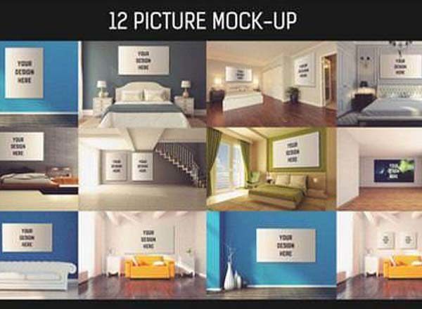 易编辑的墙上海报油画画框模型包下载