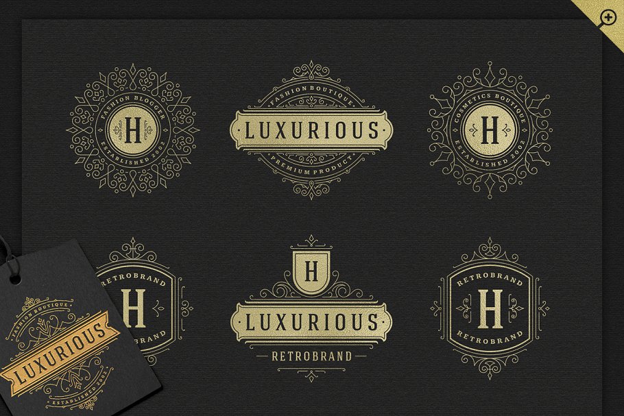 500个复古装饰风格Logo和徽章模板 500 ornaments logos & monograms插图(15)