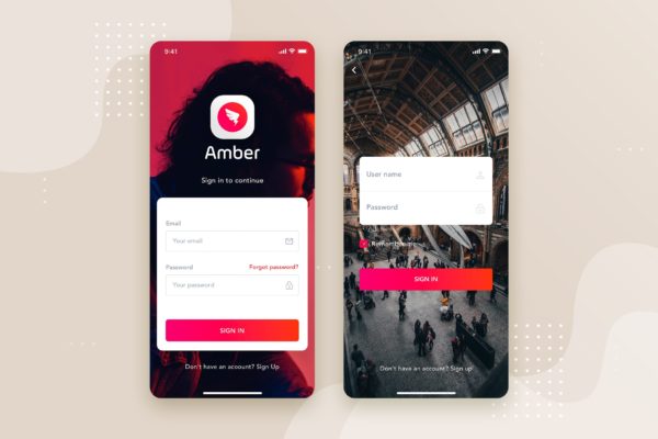 APP应用注册登录界面设计模板下载v5 Login/Sign in Mobile Interface Concept