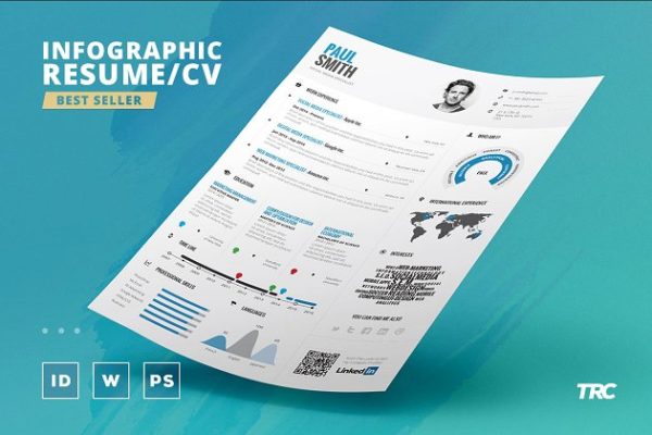 信息图表风格简历制作模板 Infographic Resume/Cv Template Vol.1