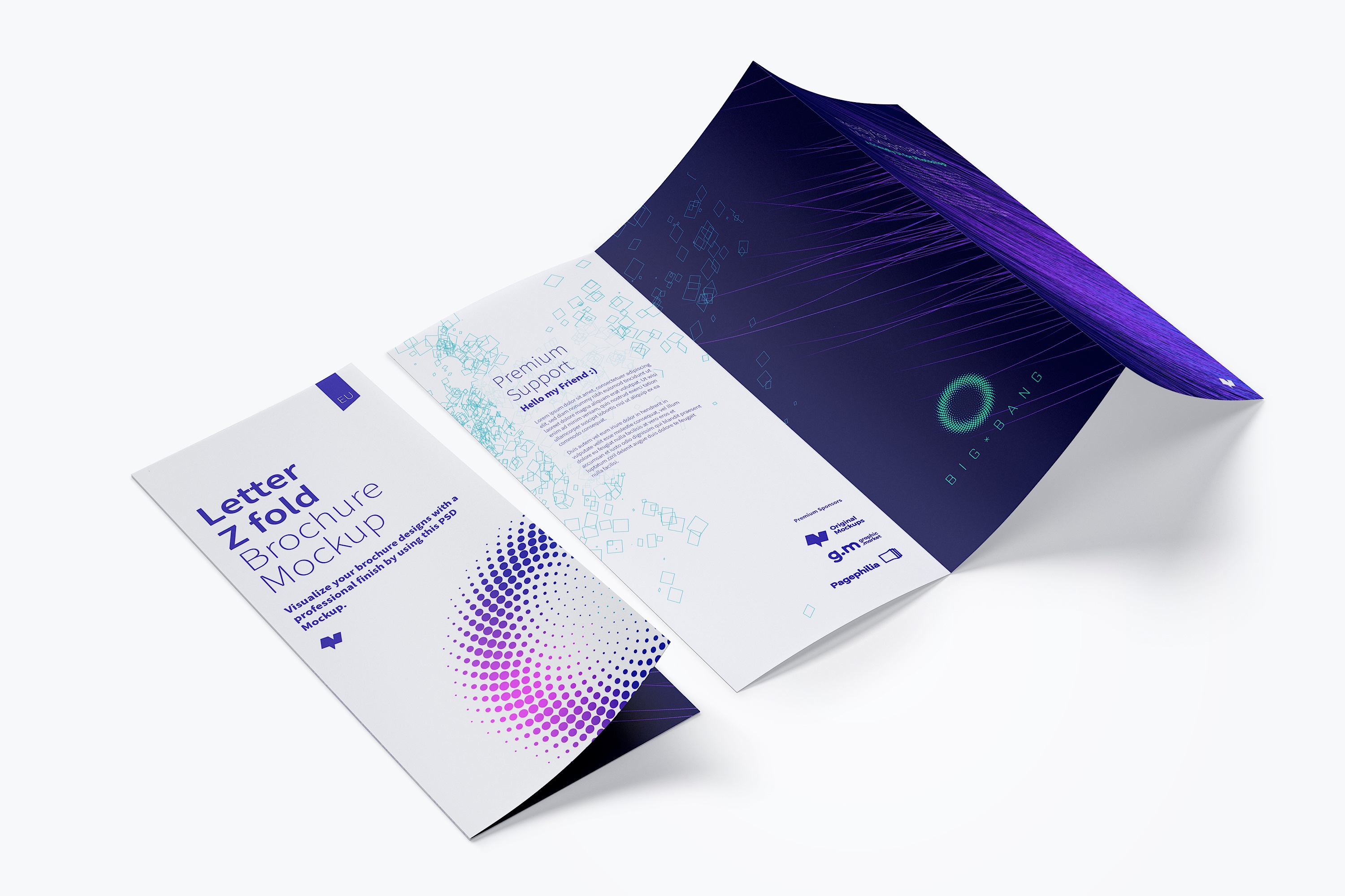 信纸尺寸三折页传单小册子设计样机06 Letter Z Fold Brochure Mockup 06插图