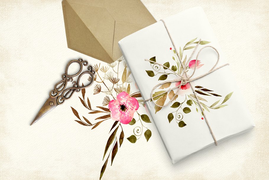 肉桂花水彩花卉剪贴画 Cinnamon Flowers插图(1)