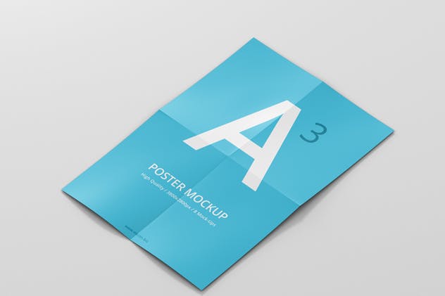 高分辨率带折痕海报样机模板 Poster Mock-Up插图(7)