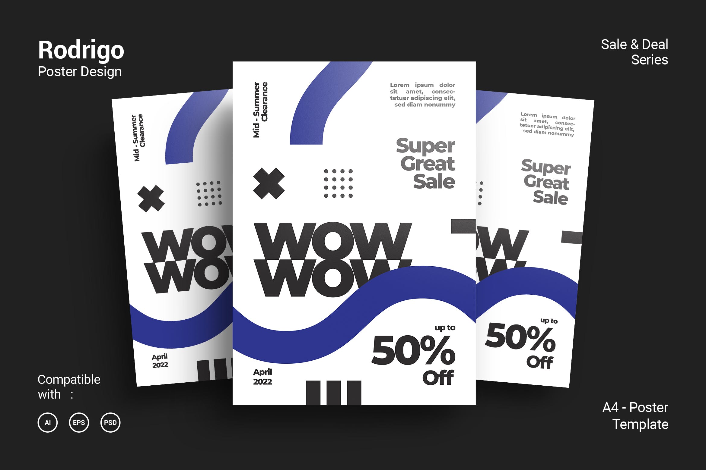 现代简约版式设计促销海报PSD素材素材库精选模板 Rodrigo Poster Design插图