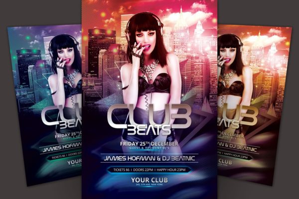 DJ舞曲厅夜店传单模板 Club Beats Flyer Template