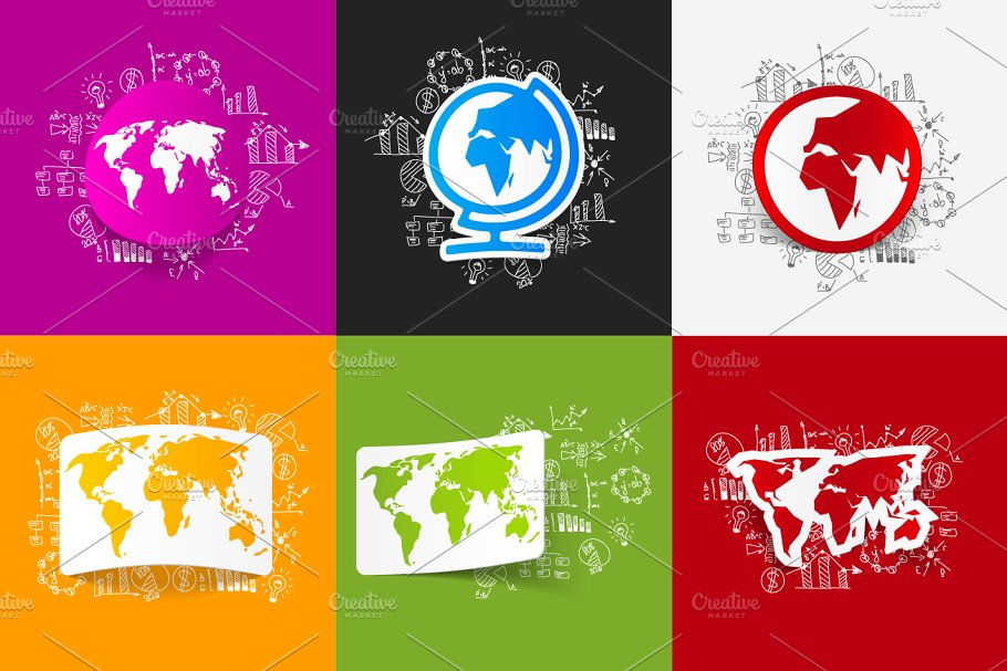 12张手绘商业公式的纸质地图贴纸 12 MAP STICKERS-business formulas插图(1)