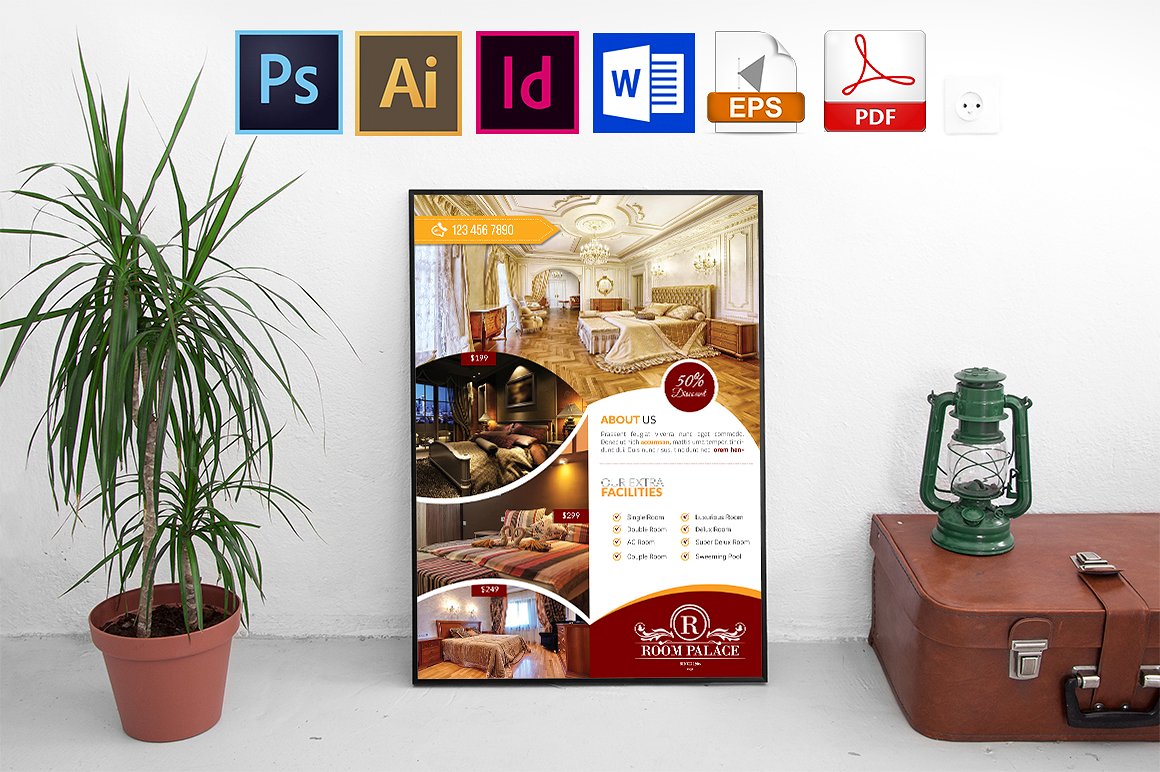 10款酒店宣传海报模板合辑下载 10 Hotel Poster Bundle [ai,psd,indd]插图(3)