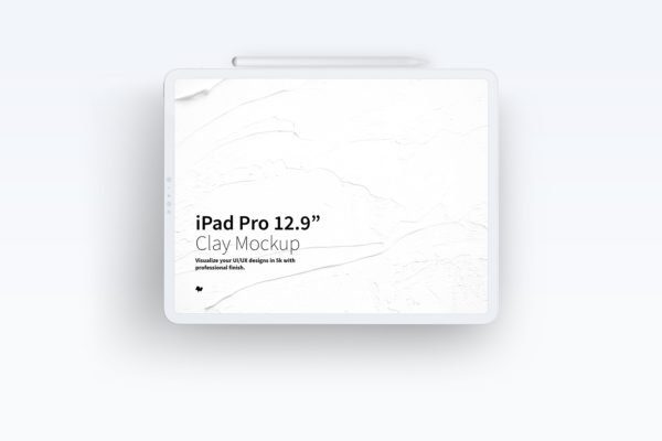 iPad Pro平板电脑界面设计预览前视图黏土样机 Clay iPad Pro 12.9” Mockup, Landscape Front View