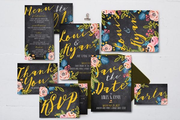 雅黑格调花卉婚礼设计套件 Black Floral Wedding Suite