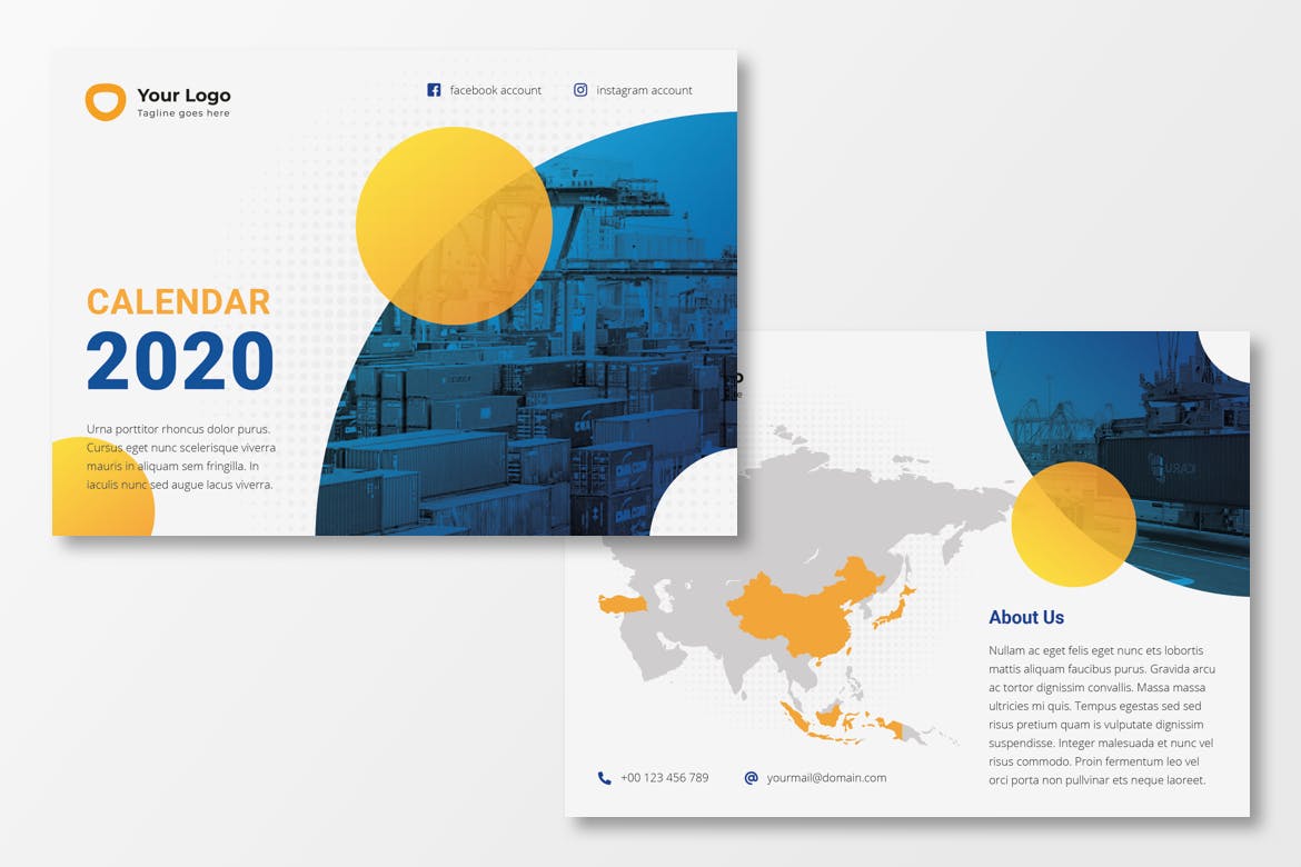 物流企业定制2020年活页日历表设计模板 Calendar 2020插图(2)