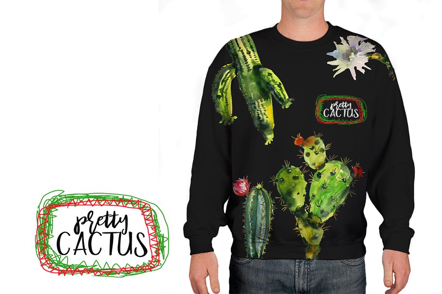 仙人掌水彩剪贴画 Pretty Cactus Watercolor Clipart Set插图(6)