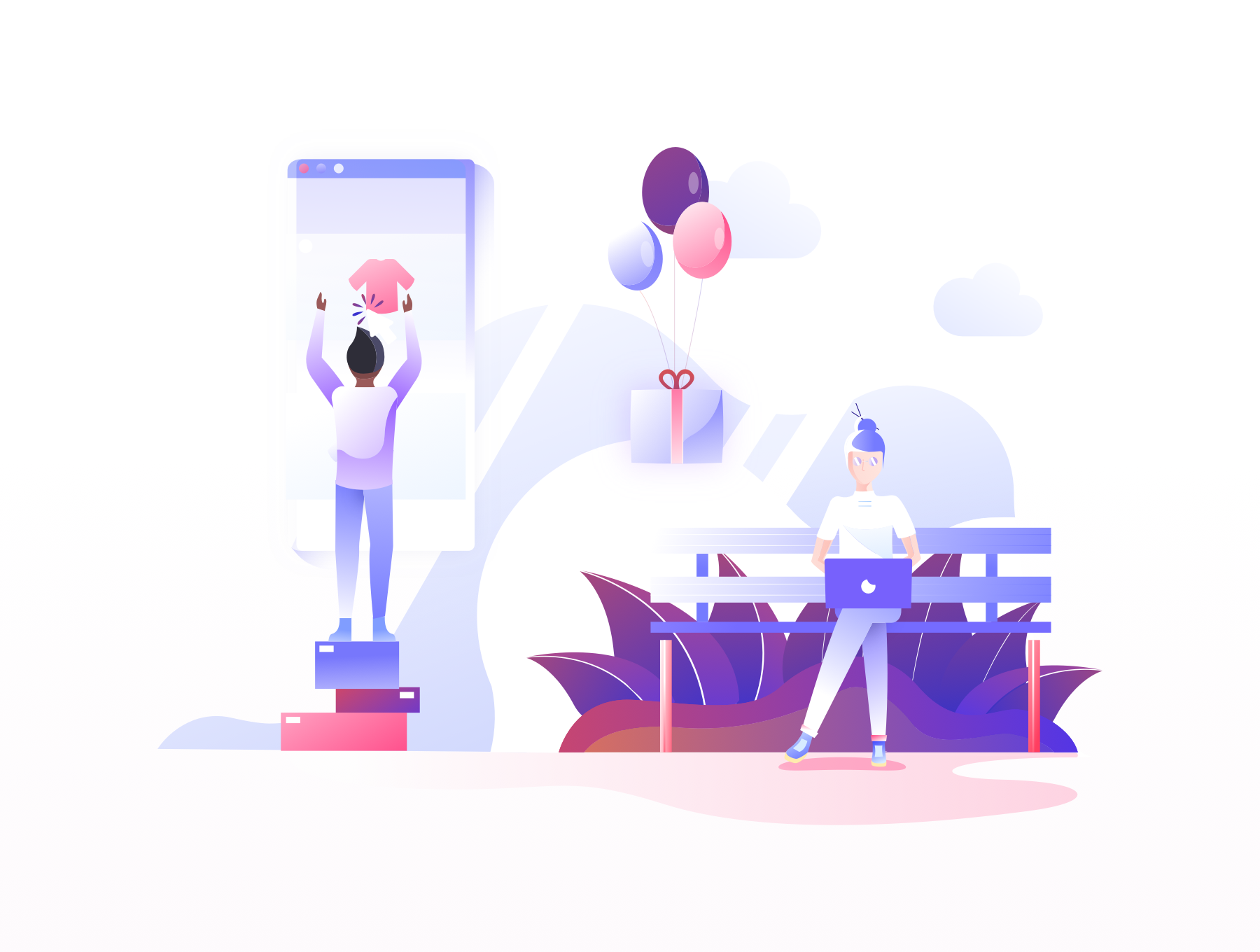 素材库下午茶：电商互联网概念手绘插画素材下载[Ai,Sketch]插图(4)