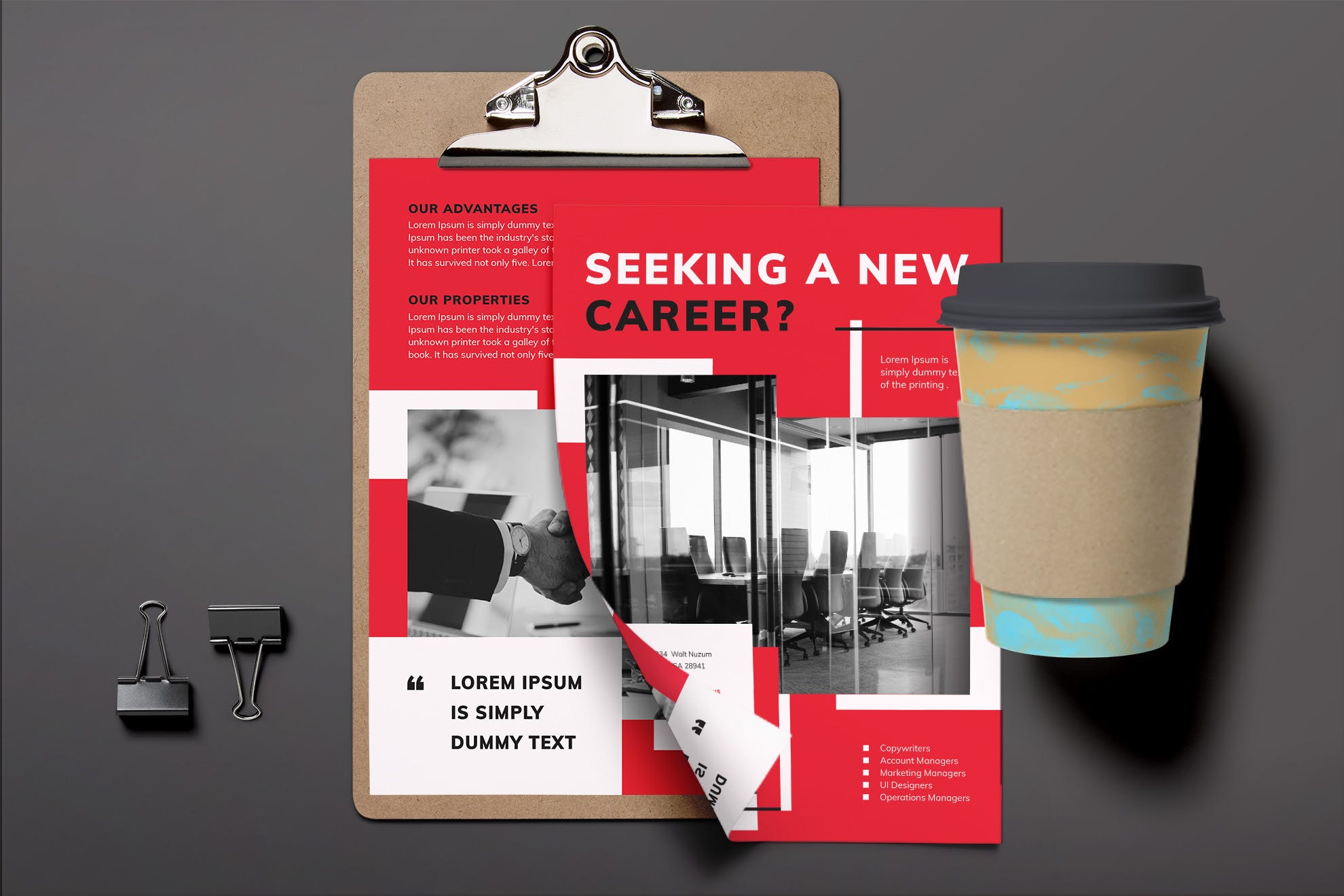 人力资源公司双页传单设计模板 Recruitment Firm Flyer插图(2)