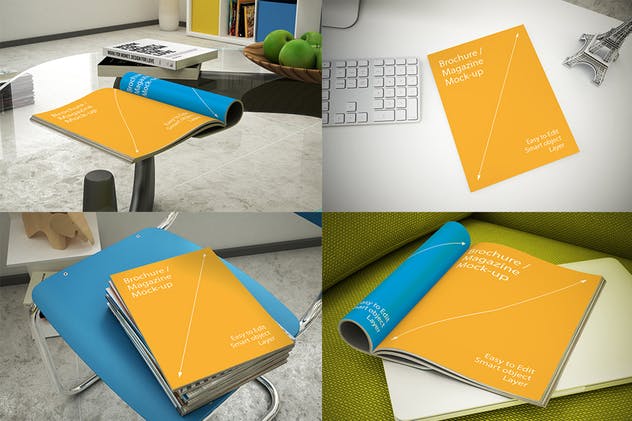 A4多用途企业杂志宣传册样机 Magazine Mockups – 13 Poses插图(1)