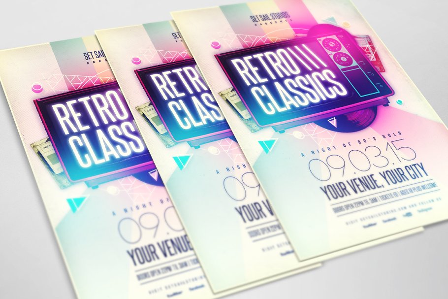 经典复古音乐活动海报传单模板 Retro Classics Poster插图(1)