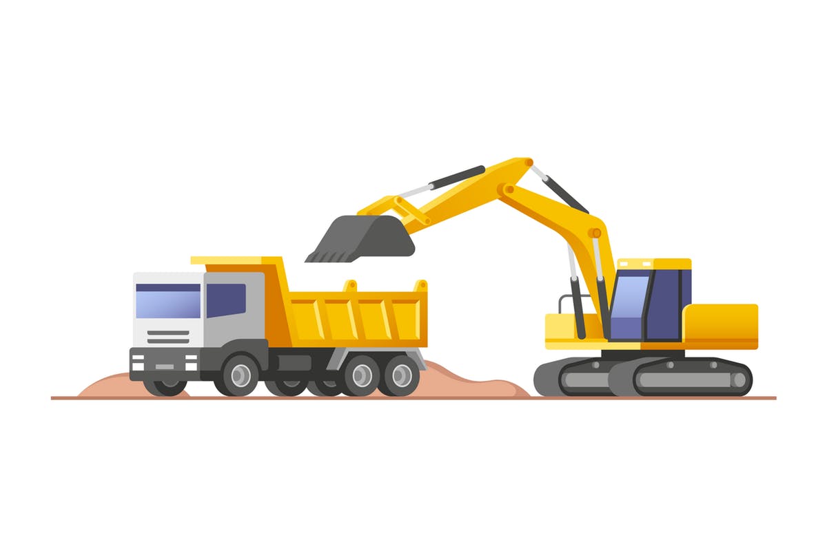 建筑施工现场矢量插画素材 Construction Site插图