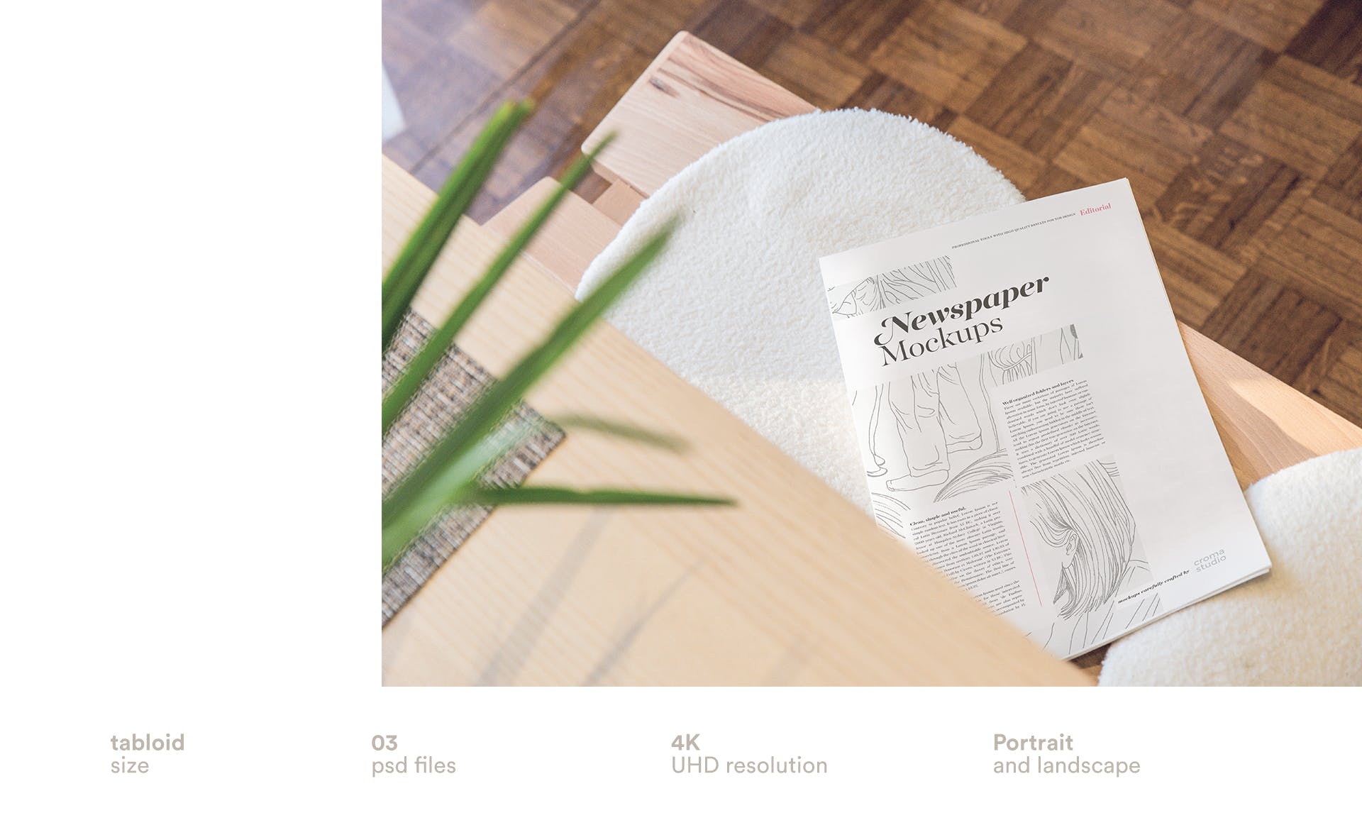 报纸版面设计图预览样机模板 Newspaper Mockups插图(1)