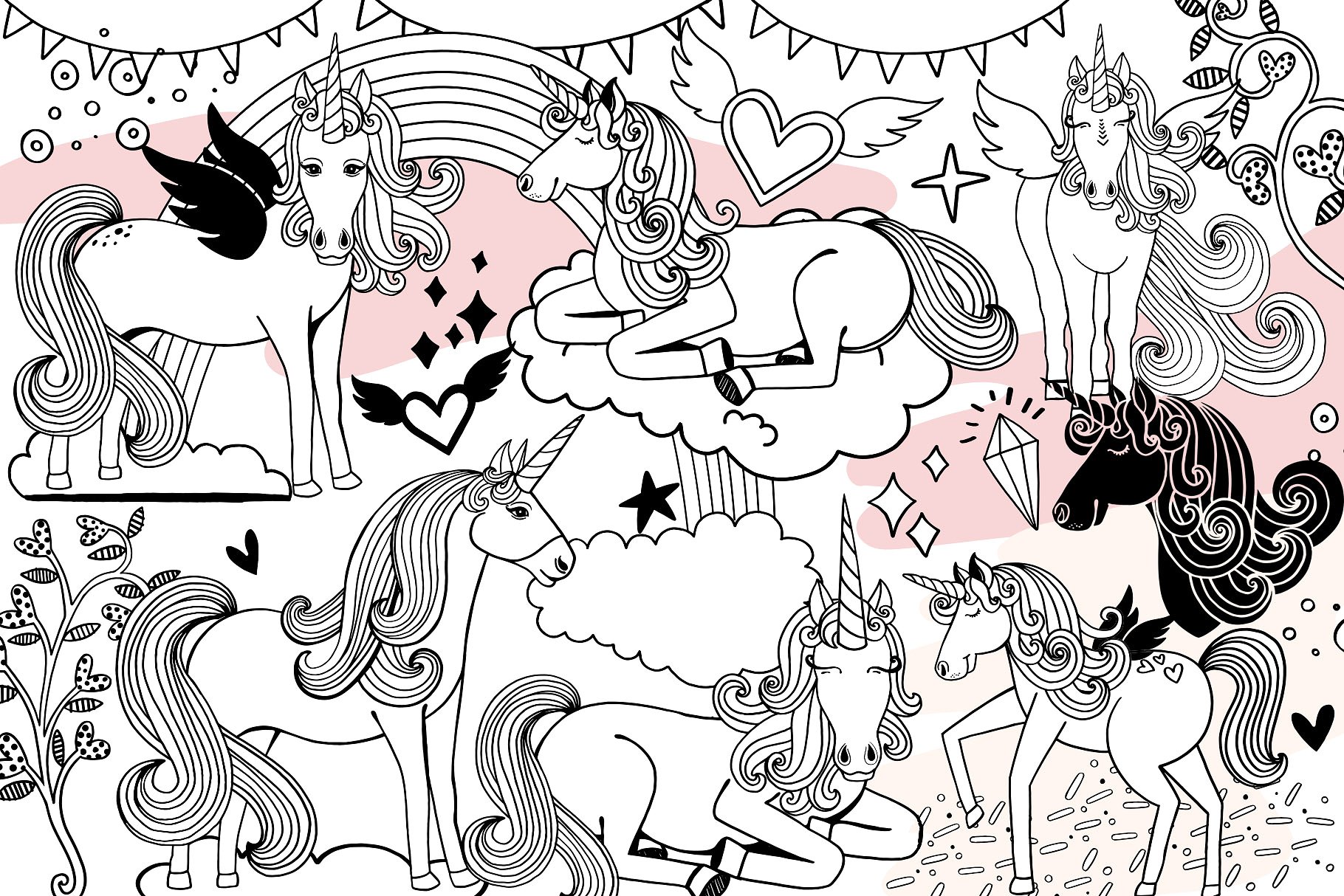 彩虹与独角兽梦幻世界插画元素 Rainbows & Unicorns插图(7)