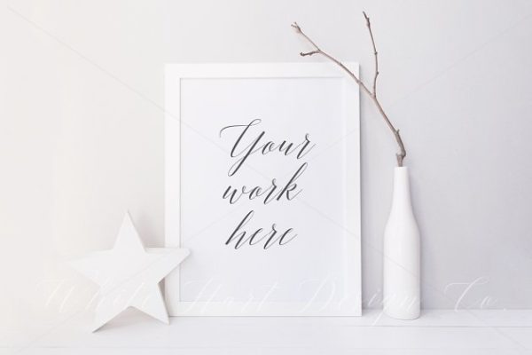 极简白色长方体相框样机模板 Styled frame mock up – 8528